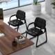 Black upholstered waiting room chairs with armrests and ergonomic backrest, ideal for office or living room use.