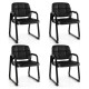 Set of 4 black upholstered waiting room chairs with armrests and ergonomic backrests, ideal for office or dining use.