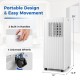 Portable 10000 BTU air conditioner with 4 wheels and handles, designed for easy movement and cooling up to 350 sq ft.
