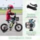 12-inch kids bike with hand brake and coaster brake, featuring adjustable seat and removable training wheels for safety.