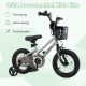 12-inch kids bike with adjustable seat, dual brake system, and removable training wheels for ages 3-4, 95%.