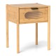 Bamboo nightstand with a spacious tabletop and decorated drawer, featuring reeded glass and a natural finish for modern.