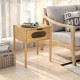 Bamboo nightstand with a decorated drawer, featuring a spacious tabletop and modern reeded glass design for elegant.