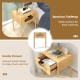 Bamboo nightstand with spacious tabletop and handy drawer, featuring a sleek surface and modern design for bedroom use.