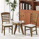 Set of 2 walnut dining chairs with rubber wood frame and padded seat, perfect for kitchen or living room use.