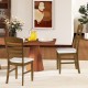 Set of 2 walnut dining chairs with rubber wood frame and padded seats, perfect for kitchen or living room use.