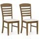 Set of 2 dining chairs with rubber wood frame and padded seat in walnut finish, ideal for kitchen or living room use.