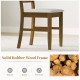 Single dining chair with a natural rubber wood frame and padded seat, ideal for farmhouse-style living spaces.