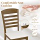 Comfortable padded seat cushion with 2" thickness on a dining chair, featuring a rubber wood frame in walnut finish.