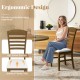 Dining chair with high slatted backrest and padded seat, made of rubber wood, ideal for kitchen or dining room use.