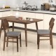 Farmhouse upholstered kitchen chairs set of 2 with gray padded seats and solid rubber wood frame for dining comfort.