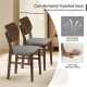 Set of 2 farmhouse upholstered kitchen chairs with gray breathable linen fabric and rubber wood frame for comfortable.
