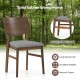Farmhouse upholstered kitchen chair with solid rubber wood frame and gray padded seat, ideal for dining comfort.