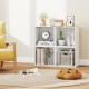 White cube storage organizer with open shelving, perfect for maximizing space in living room or bedroom.