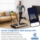 Folding treadmill with 3HP motor, LED display, and Bluetooth app integration for personalized workouts and audio.