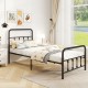 Twin size black bed frame with headboard, featuring under bed storage and classic Victorian style for vintage elegance.
