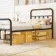 Twin size black bed frame with headboard and 12.5" under bed storage for suitcases and boxes, showcasing vintage style.