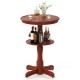 2-tier round high top bar table in espresso showcasing a spacious tabletop and elegant gourd-inspired column design.