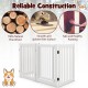 Freestanding 4-panel pet gate made of solid pine wood, featuring a lockable door and anti-slip footpads for stability.