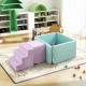 Soft play set featuring purple climbing blocks with a ramp and staircase, ideal for toddlers' imaginative play and.
