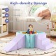 Soft play set with foam climbing blocks and ball pit, featuring a safe suede surface for toddlers' imaginative play.
