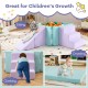 Soft play set featuring purple foam climbing blocks, ramp, and ball pit, promoting imaginative play for toddlers.