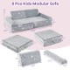 Modular kids play couch set with glow-in-the-dark stars, made of soft flannel, perfect for creative play and cozy.