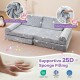 Modular kids play couch in gray with glow-in-the-dark patterns, featuring soft flannel cover and supportive 25D sponge.