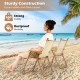 Lightweight beige folding camp chairs set of 2, featuring rustproof aluminum and a 400 lbs capacity for beach use.
