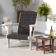 Patio Adirondack chair with rattan padded seat and hidden cupholder, perfect for backyard relaxation and outdoor use.