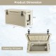 50 QT rotomolded cooler in tan with dimensions, featuring integrated cup holders and a leak-proof design for outdoor.