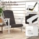 Patio Adirondack chair with rattan padded seat, inclined backrest, and hidden cupholder, ideal for outdoor relaxation.