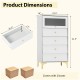 4-drawer modern storage cabinet in gray and white with flip-up fluted glass door, ideal for bedrooms and living rooms.