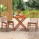 Octagon folding patio table with two chairs, featuring a teak oil finish and a 2" umbrella hole for outdoor use.