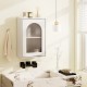 Bathroom wall cabinet in white with tempered glass door, adjustable shelf, and metal handle for versatile storage.