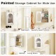 Wall-mounted white cabinet with tempered glass door and adjustable shelf, perfect for stylish storage in any room.