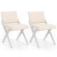 Set of two wooden dining chairs with white rubber wood frames and padded cushions, ideal for modern farmhouse.
