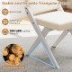 White wooden dining chair with rubber wood frame, padded cushions, and stable triangular design for comfort and.