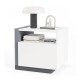 Modern minimalist nightstand with a sleek design, featuring a spacious tabletop for lamps and decor in any bedroom.