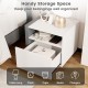 Modern minimalist nightstand with drawer, featuring spacious tabletop and open compartment for organized storage in.