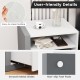Close-up of the modern minimalist nightstand's easy-to-clean surface, smooth metal slides, and non-slip foot pads.