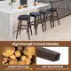 Swivel bar stools set of 2 with padded contoured seat, rubber wood legs, and anti-slip foot pads for kitchen use.