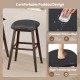 Black swivel bar stool with padded contoured seat and rubber wood legs, perfect for kitchens and dining rooms.
