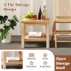 Teak wood square side table with open shelf, featuring a 2-tier design, perfect for small spaces and indoor/outdoor use.