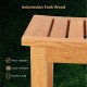 Close-up of the 20-inch non-slip shower bench made of Indonesian teak wood, showcasing its sturdy, wear-resistant.