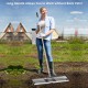 30 x 10 inch lawn leveling rake with ergonomic handle, designed for easy use in backyard and garden without back pain.