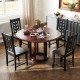 Black kitchen side dining chairs with ergonomic leaf design and rubber wood frame, perfect for stylish dining spaces.