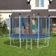 Blue 8 feet trampoline safety pad with fixing straps, featuring anti-tear surface and edge-to-edge protection for safe.