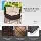 Corner view of the 7-piece patio furniture set featuring weather-resistant PE rattan and soft beige cushions for.