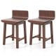 Pair of walnut swivel dining chairs showcasing low backs and curved seats, designed for comfort in any dining setting.